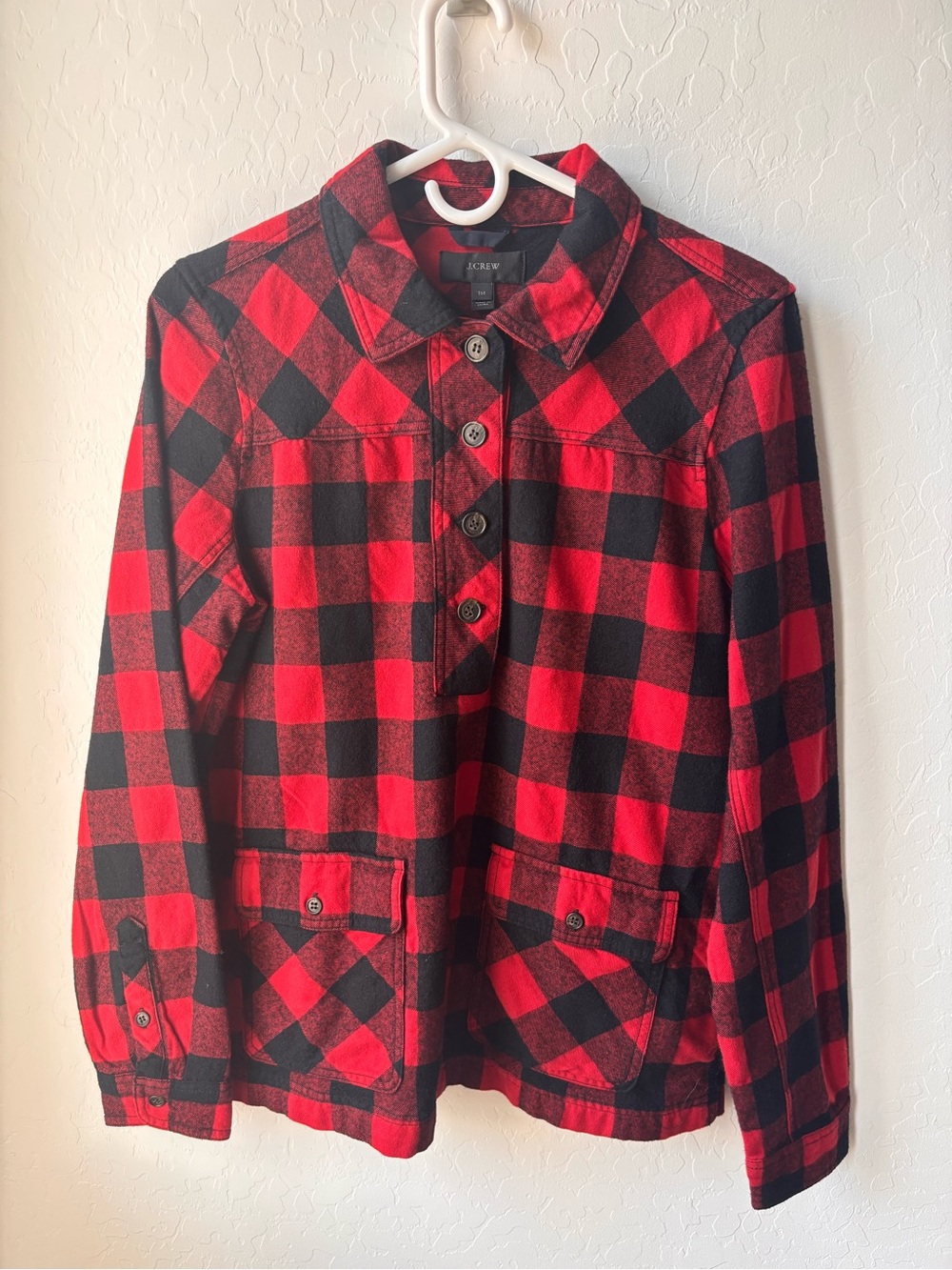 J. Crew Kids Red & Black Buffalo Check Jean Jacket